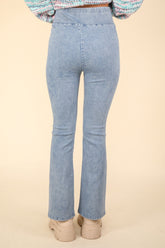 Trendy Crossover Waist Washed Denim Leggings - Stretch & Style by VERY J